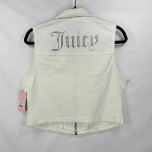 NWT Juicy Couture Rhinestone White Denim Corset Vest M